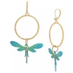 Betsey Johnson Dragonfly Gypsy Hoop Earrings